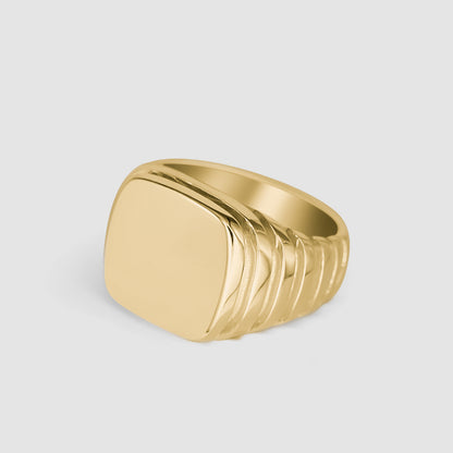 Square growth gold signet ring right view 